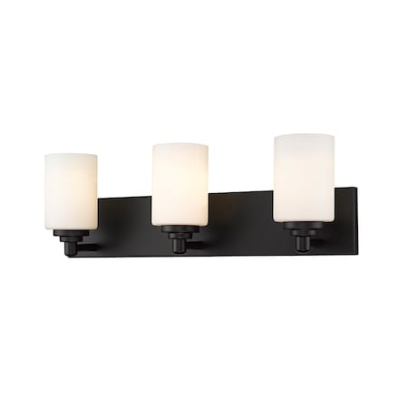 Z-Lite Soledad 3 Light Vanity, Matte Black & White 485-3V-MB